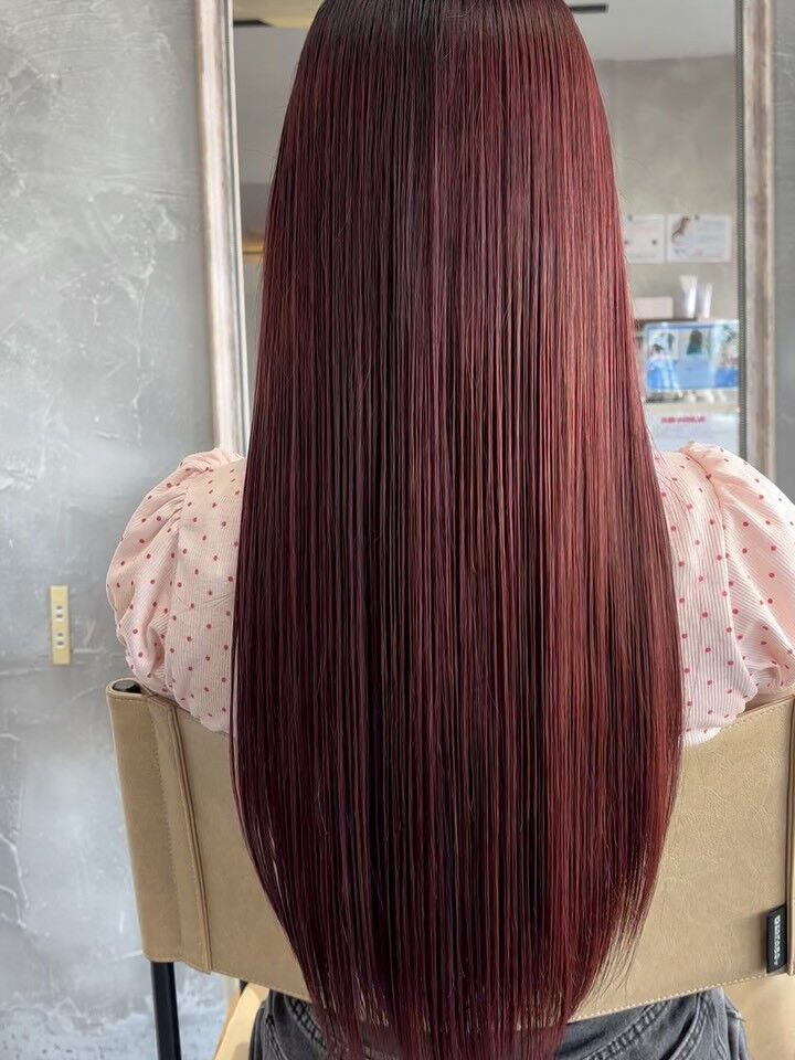 スーパーロングヘア×深みレッド🍷❤️